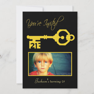 Gold 21 Key Mens 21e anniversaire Invitation photo