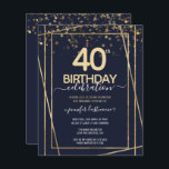 Gold 40th Anniversaire Invitation budgétaire<br><div class="desc">Elégante bordure en or de Faux avec des reflets chatoyants sur la bordure supérieure. Tout le texte est ajustable et facile à changer pour vos besoins de partie. Grande élégante conception modèle de 40e anniversaire.</div>