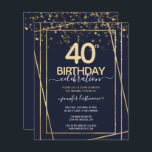 Gold 40th Anniversaire Invitation budgétaire<br><div class="desc">Elégante bordure en or de Faux avec des reflets chatoyants sur la bordure supérieure. Tout le texte est ajustable et facile à changer pour vos besoins de partie. Grande élégante conception modèle de 40e anniversaire.</div>