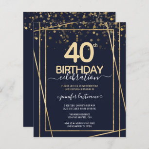 Gold 40th Anniversaire Invitation budgétaire