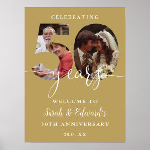Gold 50e anniversaire Mariage 2 Affiche de bienven