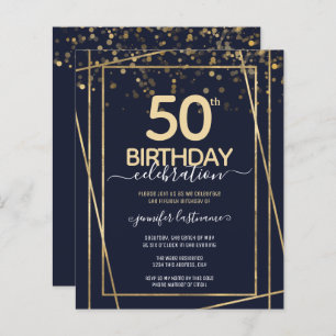 Gold 50th Anniversaire de fête Budget Invitation