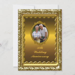 Gold 50th Mariage Anniversary Party Invitation