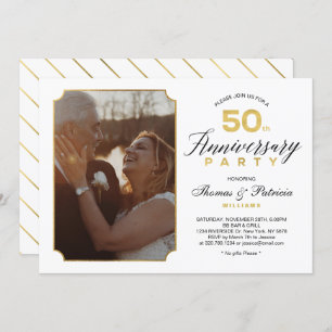 Gold 50th Mariage Anniversary Photo Invitation