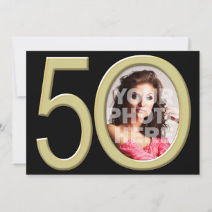 Gold 50th Photo Anniversaire ou invitation d'une a