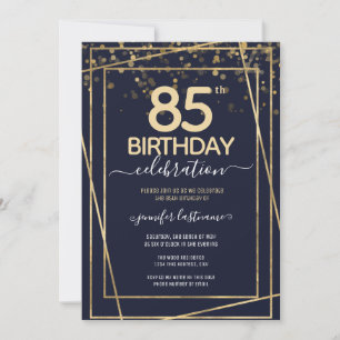 Gold 85e anniversaire fête Blue Gold Invitation