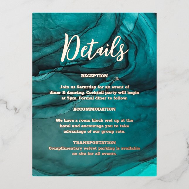 Gold Agate Marbre Les détails carte mariage (Recto)