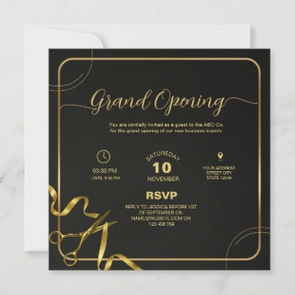 Gold and Black Corporate Grand opening Invitation