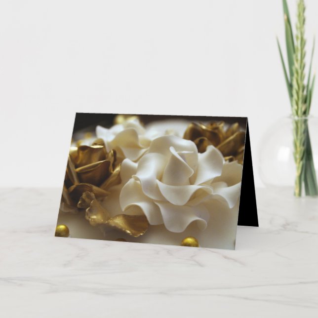 Gold and Cream Wedding Rose Invitation Card (Devant)
