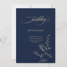 Gold and Navy Wedding Invitation