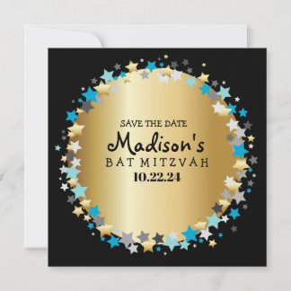 GOLD Aqua Gold Stars Bar Bat mitzvah Enregistrer l