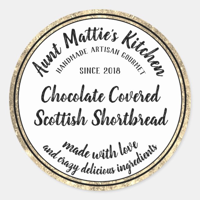 Gold Artisan fait main Étiquette alimentaire gourm (Devant)