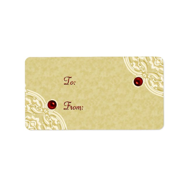 Gold avec Red Holiday Étiquettes cadeaux (Devant)