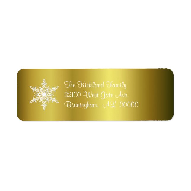 Gold avec Snowflake Holiday Étiquettes de adresse (Devant)