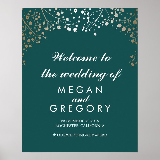 Gold Baby's Breath Affiche de bienvenue Mariage Tu (Devant)