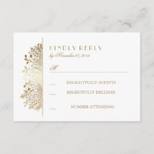 Gold Baby's Breath Floral Wedding Cartes RSVP