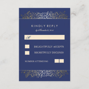 Gold Baby's Breath Marine Wedding Cartes RSVP
