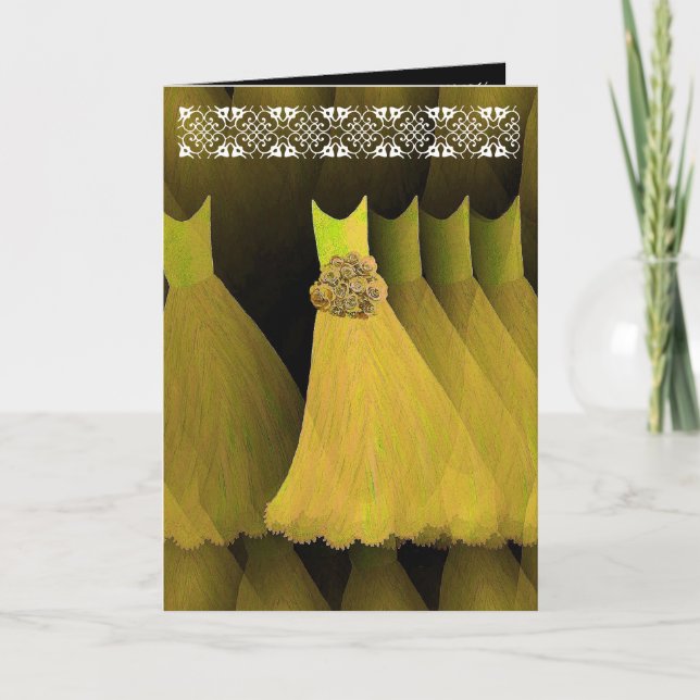 GOLD Be My Bridesmaid Invitation avec Dentelle Tri (Devant)