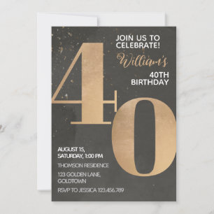Gold Black 40e anniversaire Invitation