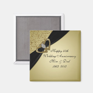 Gold Black 50e Mariage Anniversaire Magnet