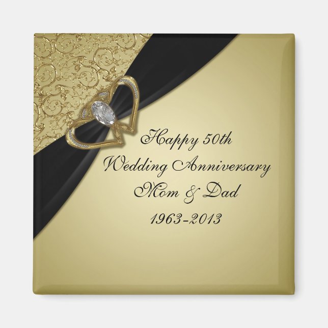 Gold Black 50e Mariage Anniversaire Magnet (Devant)