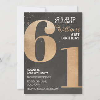 Gold Black 61ème anniversaire Invitation