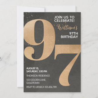 Gold Black 97th Birthday Invitation