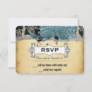 Gold Black Aqua Vintage Peacock Forest