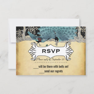 Gold Black Aqua Vintage Peacock Forest