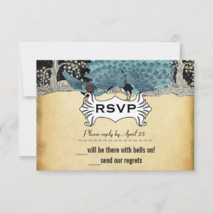 Gold Black Aqua Vintage Peacock Forest