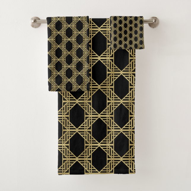 Gold Black Art Déco Diamond Chic Retro Motif (En situation)