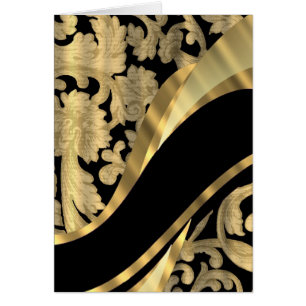 Gold & black damask swirl