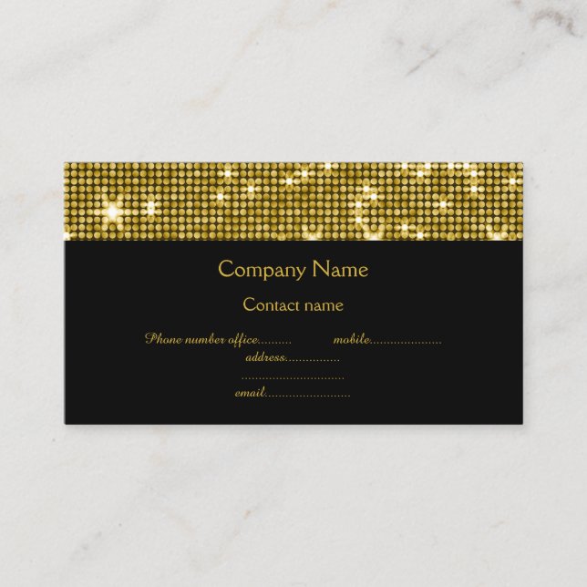 GOLD BLACK DISCO THÈME SPARKLE CARTE DE VISITE (Devant)