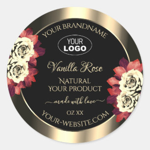 Gold Black Étiquettes Crème rouge Roses Ajouter le