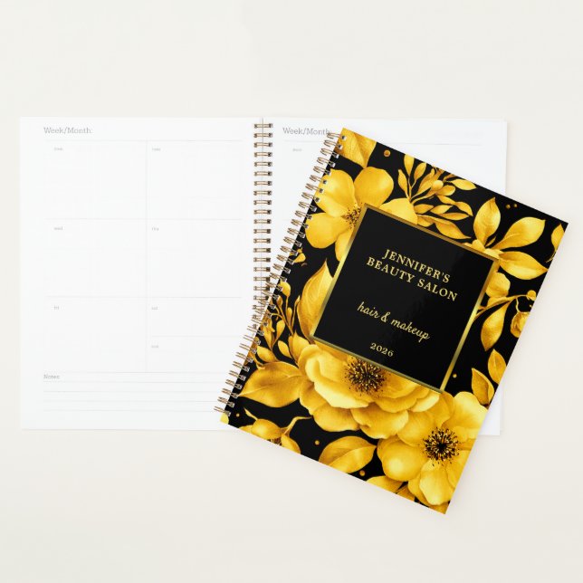 Gold black flowers professional appointment (Devant avec enveloppe)