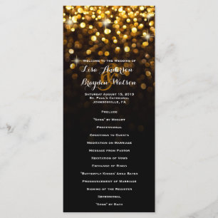 Gold Black Hollywood Glitz Glam Wedding Programme