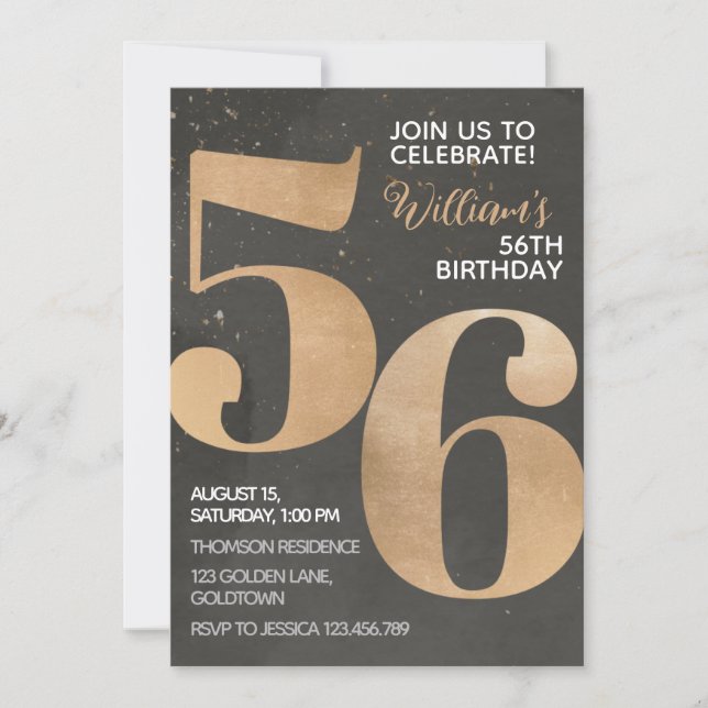 Gold Black Invitation 56e anniversaire (Devant)