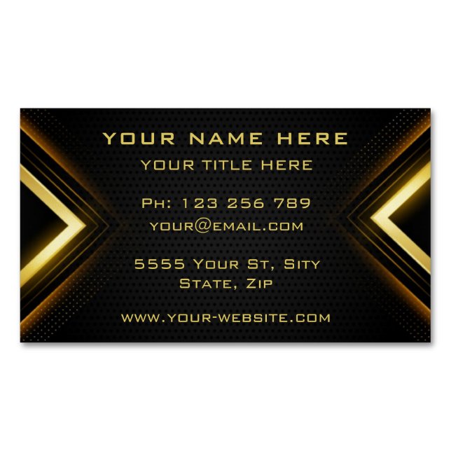 Gold Black Modern Design Magnet Carte de visite (devant)