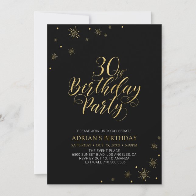 Gold & Black | Moderne et Chic Invitation pour un  (Devant)