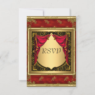 Gold Black Red rétro Invitation