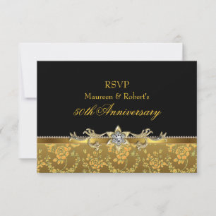 Gold & Black Rose 50e anniversaire RSVP