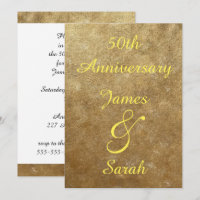 Gold Blends 50th Wedding Anniversary Invitations