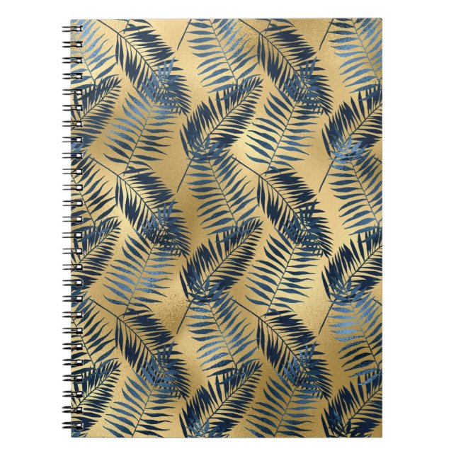 Gold Blue Palm Leaf Journal  (Devant)