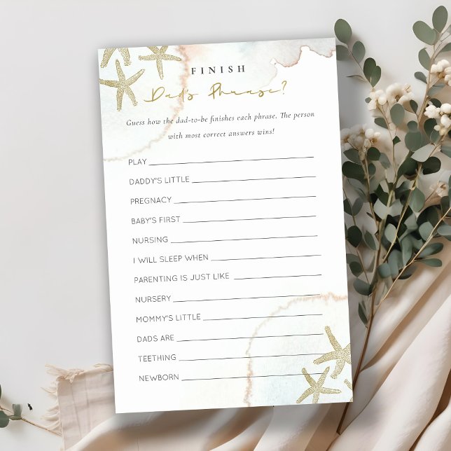 Gold Blue Starfish Finish Papa's Phrase Baby showe (Créateur téléchargé)