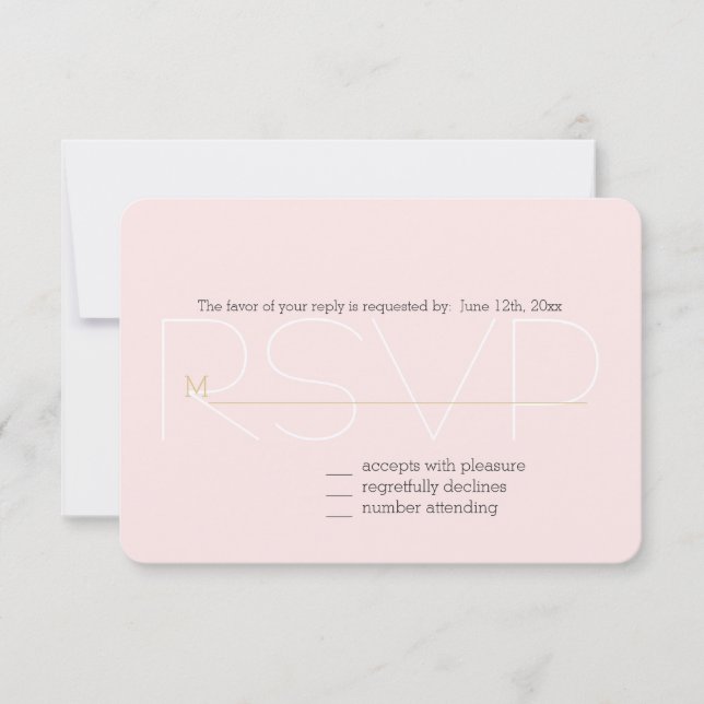 Gold Blush Pink Little Hearts RSVP (Devant)