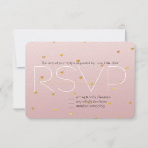 Gold Blush Pink Ombre Hearts RSVP