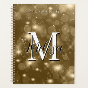 Gold Bokeh Modern Monogram Sparkor