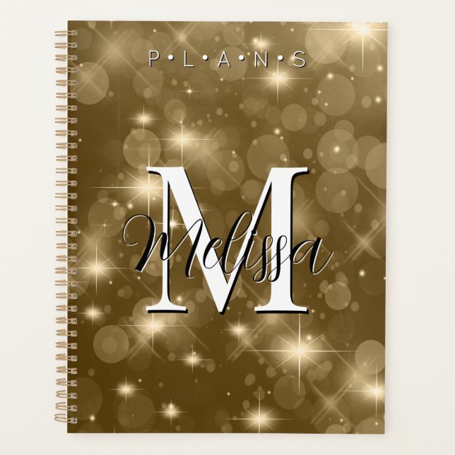 Gold Bokeh Modern Monogram Sparkor (Devant)