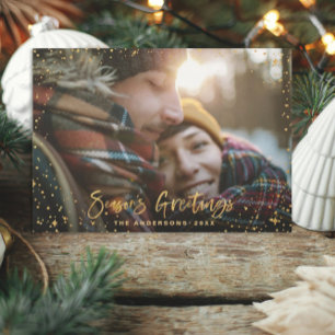 Gold Bonnes Fêtes stars 1 carte de vacances photo