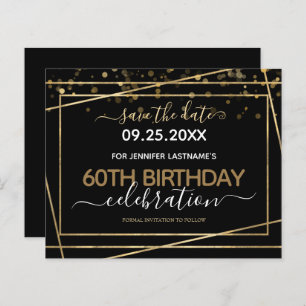 Gold Border 60th Birthday Enregistrer la date Budg